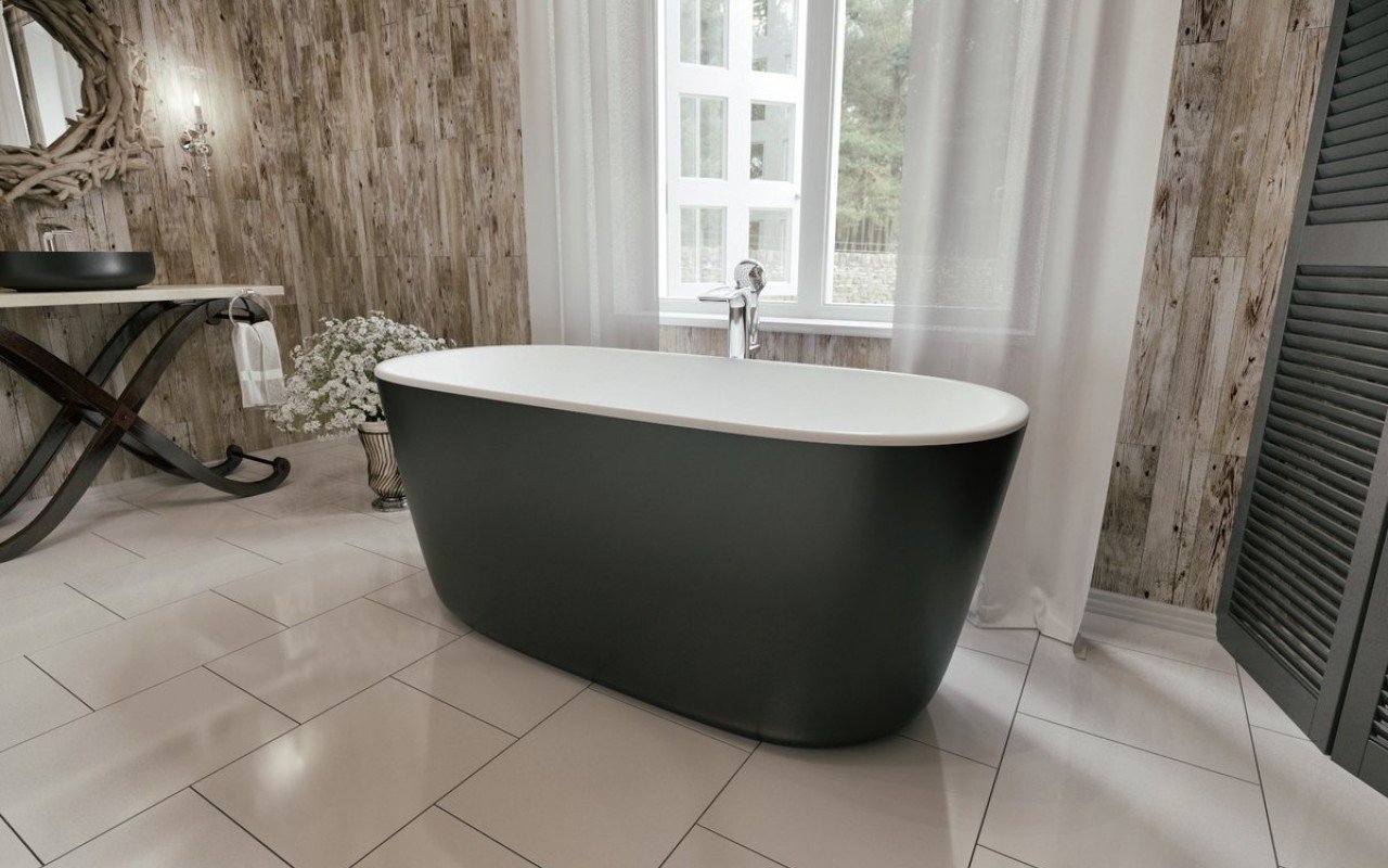 Aquatica Lullaby-Blck-Wht™ Freestanding Solid Surface Bathtub picture № 0